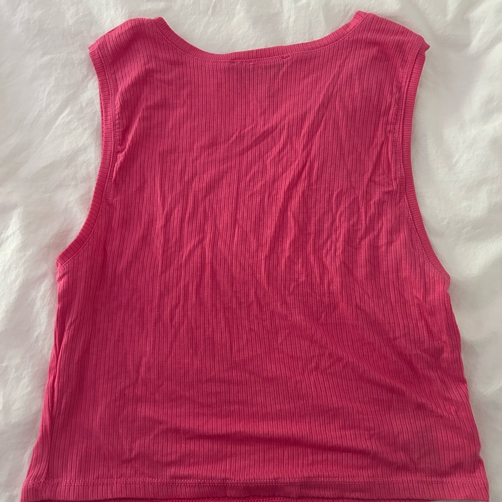 BCBGeneration Pink Ribbed Sleeveless Tank Top